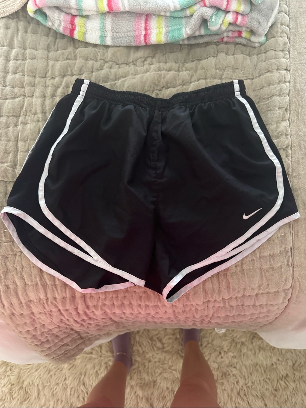 Nike Black Athletic Shorts with White Piping